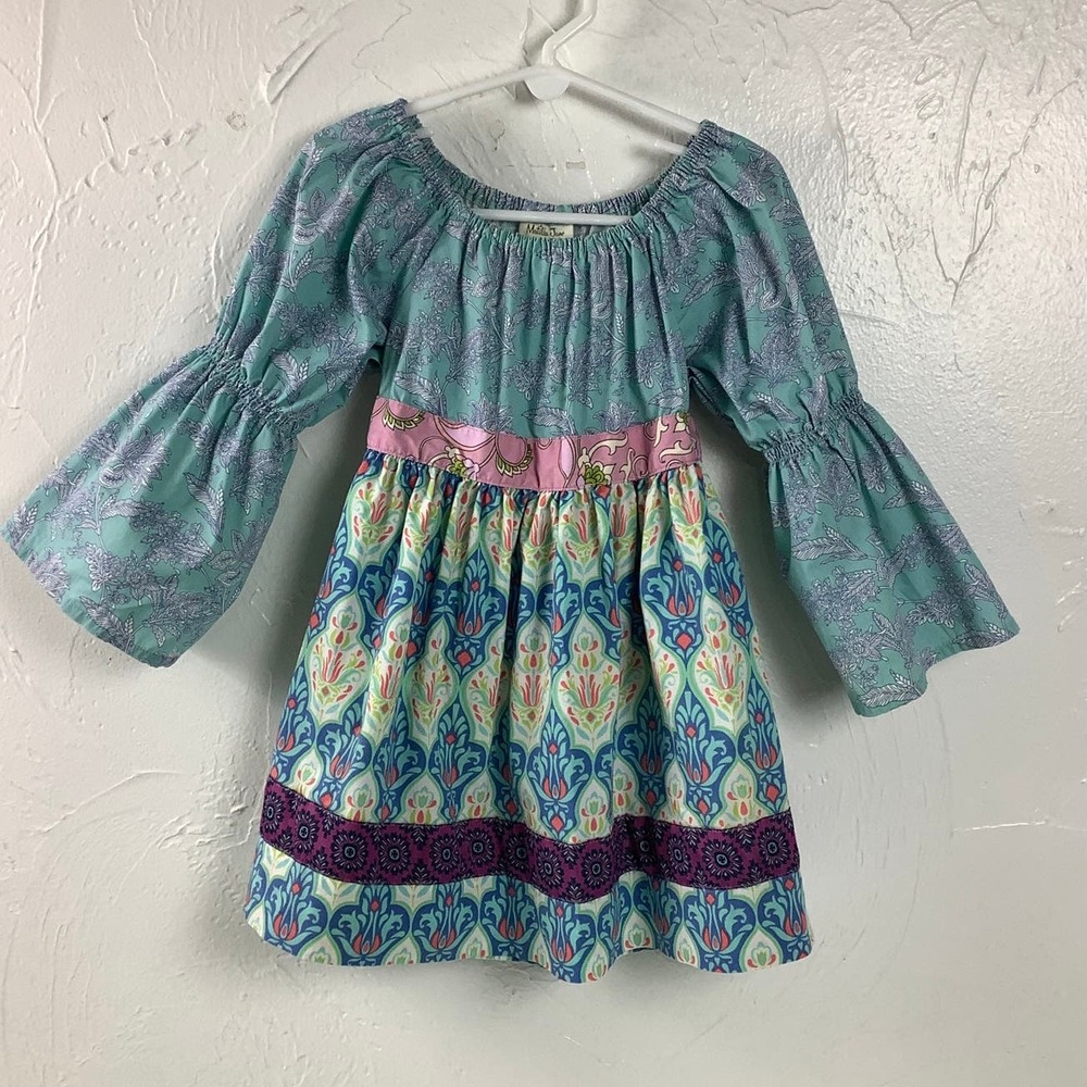 Matilda Jane Peasant Tunic Top multi color Size 8 EUC